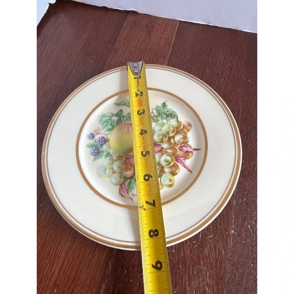 Vintage Porzellan Imperial Fruit Plate M Langbroek Artist Signed Gold Trim 7.5in
